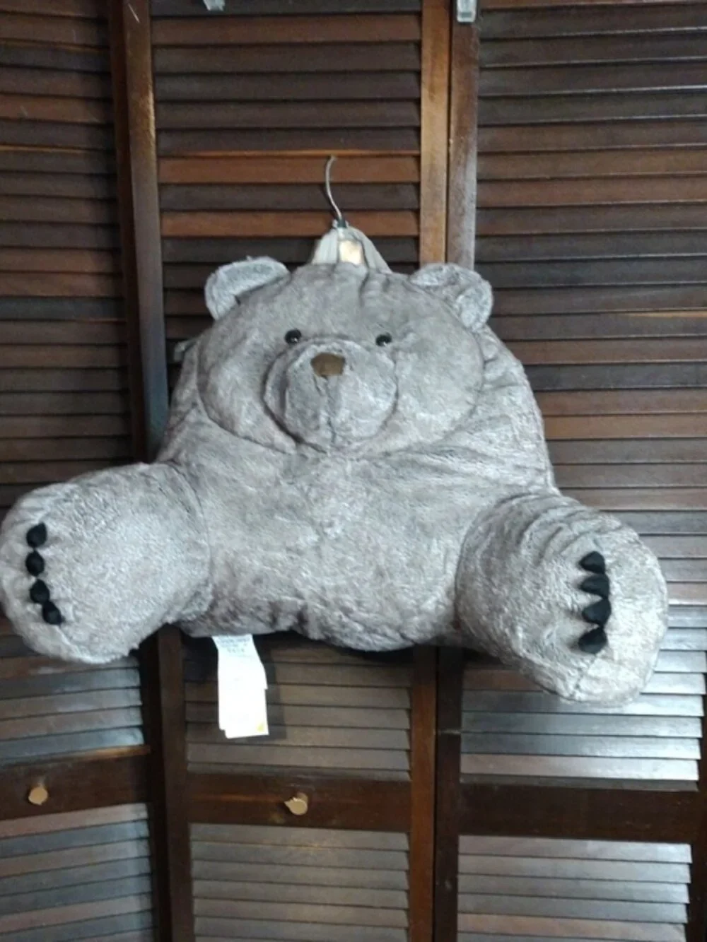 Large Plush Gray/Tan Brown Bear Floor TV Pillow Super Soft